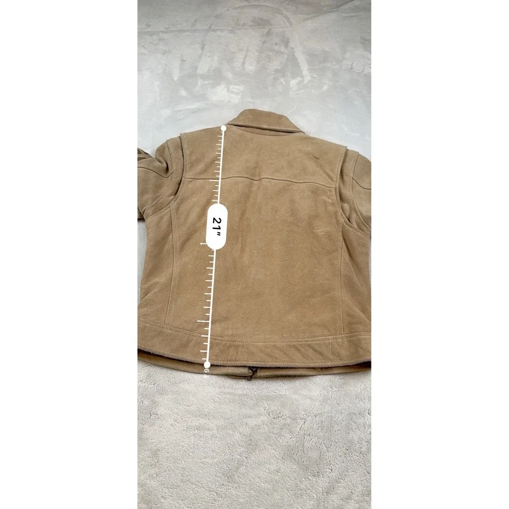 Harley Davidson Suede Leather Jacket Women's XS Embellished Motorcycle Biker Tan - Picture 8 of 10